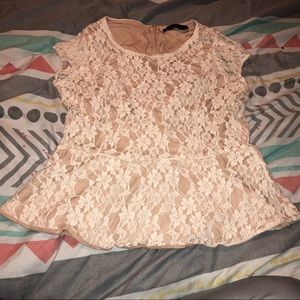 White lace with tan underneath blouse! 🧡